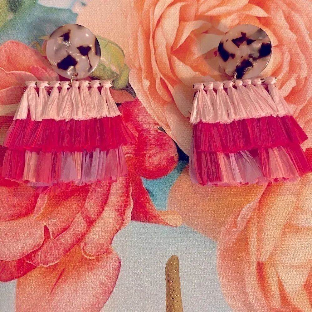 🎀 Raffia Earrings Rose red